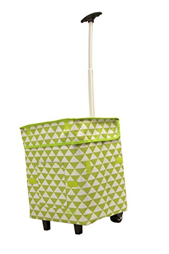Smart Cart, Green Triangles Rolling Multipurpose Collapsible Basket Cart Scrapbooking - color: Green Triangles, size: Standard