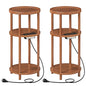 HOOBRO Set of 2 Small Round Side Tables with Charging Station, 3-Tier Round Bamboo End Tables, Easy Assembly, for Living Room, Bedroom, Apartment, Walnut WL152UBZP201 - color: Walnut