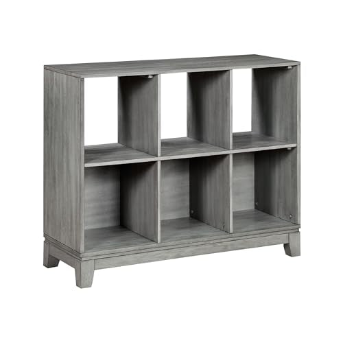 Lexicon Cube Bookshelf, 2 Tier 6-Cube Low Bookcase, Display Cabinet with Legs, Wood Book Shelf Organizer Storage Shelf, Book Shelves for Bedroom, Living Room, Office, Grey - color: Grey, style: 6 Cube Bookcase