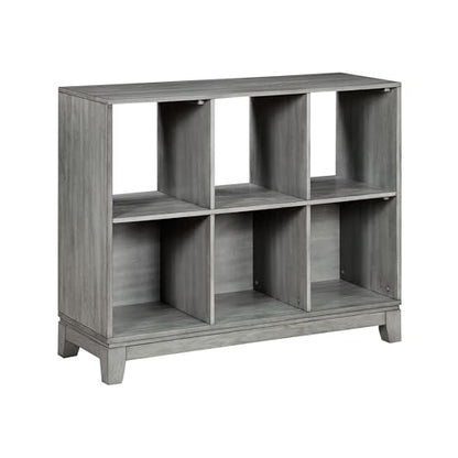 Lexicon Cube Bookshelf, 2 Tier 6-Cube Low Bookcase, Display Cabinet with Legs, Wood Book Shelf Organizer Storage Shelf, Book Shelves for Bedroom, Living Room, Office, Grey - color: Grey, style: 6 Cube Bookcase
