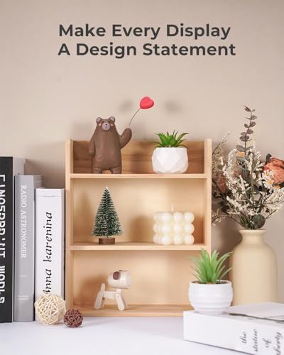 10"x 12" Small Trinket Display Shelf, Natural Unfinished | Fully Assembled, DIY Stain, Wooden Spice Rack For Wall Or Desk, Display Collectibles, Knick Knacks, Mini Figurines, Crystals - color: Natural