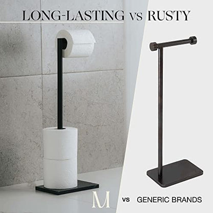 MARMOLUX ACC Free Standing Matte Black Toilet Paper Holder Stand Black Marble Base and Storage - 4 Jumbo Roll Bathroom Hardware Toilet Paper Stand - Stainless Steel Standing Toilet Paper Holder - color: Matte Black/Black Marble