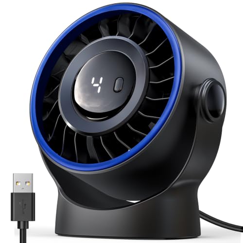 SWEETFULL USB Small Desk Fan - 5 Inch Mini Personal Desktop Fan, 4 Speeds Cooling Strong Airflow, 360° Adjustable Tilt, Quiet Portable Table Fans for Bedroom, Home, Office, Travel & Cruise, Black - color: Black