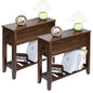 2 Pack Chairside Narrow End Table with Drawer, Solid Recliner Side Table with Storage Shelf, Slim Nightstand Bedside Table for Bedroom - size: 2 set