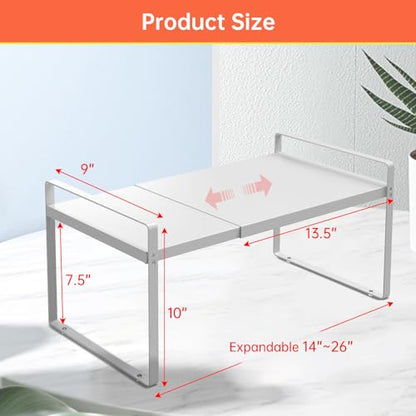 Expandable Cabinet Shelf Rack 9" Wide – Fits 14" to 25" Cabinets (White) | Expandable 14" to 25", Fits Most Standard Cabinets, Heavy Duty Metal, Non-Slip, for Kitchen, Pantry, Spices, Cans & Bottles - color: 9" wide ( 1 PACK)