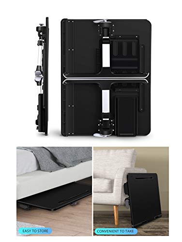 Laptop Bed Tray Desk, SAIJI X-Large Adjustable Laptop Table, Foldable Laptop Desk with Storage Drawer and Bookstand for Eating, Working, Writing, Gaming, Drawing (Black) - color: Black