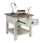 Signature Design by Ashley Bolanburg End Table for Living Room, Two-Tone Distressed Wood Side Table with Smooth-Gliding Drawer, Farmhouse Plank-Style Top, Ideal Night Stand Use, Antique White/Oak - color: Whitewash