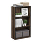 Furinno BASIC Book Shelf, 3-Tier Modern Bookshelf, Bookcase with Open Shelves, 9.3 x 21.8 x 39.5, for Living Room, Bedroom, Home Office, Columbia Walnut/Black - color: Columbia Walnut/Black, size: 3-Tier