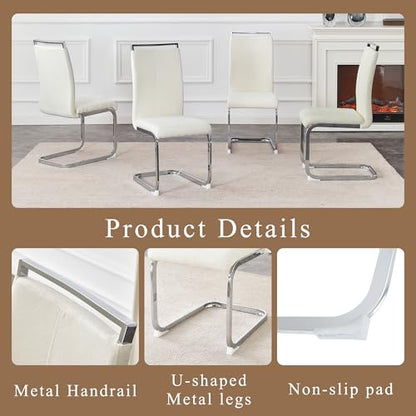 Baysitone Modern Dining Chairs Set of 2, Side Dining Room Chairs, High Back Kitchen Chairs with Suede Fabric Padded Seat for Dining Room,Kitchen, Living Room Cream White - color: Cream White, size: Set of 2