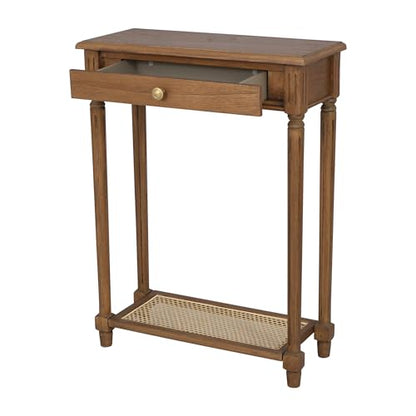 East at Main Lenora Console Table – 23.75” Narrow Entryway Table with Storage & Cane Shelf – Solid Wood Accent Table for Hallways, Foyers, and Small Spaces – French Country & Traditional Style | 23.75-inch slim hallway table with cane shelf, solid wood fr