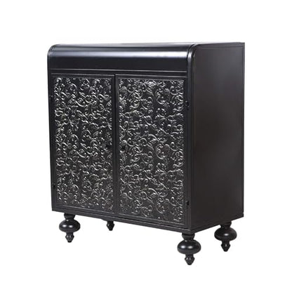 Accent Cabinet with Embossed Pattern, 2-Door Steel Sideboard Buffet Cabinet for Living Room Dining Room Entryway, Storage Cabinet with Shelves