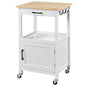 Yaheetech Kitchen Island Cart with Storage, Rolling Kitchen Island on Wheels with 6 Side Hooks, Wood Top Microwave Cart with Drawer for Dining Room, White - color: White