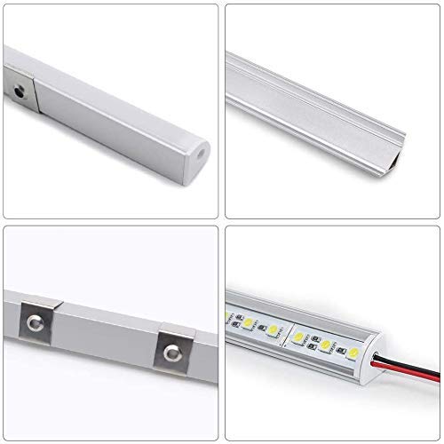 Cabinet Lighting, 4pcs 12" V-Shape Bright LED Light Bars for Under Cabinet, Gun Safe, Locker, Closet, Under Counter, Shelf, Showcase - 1200lm 12W - Pure White (6000K) - color: White