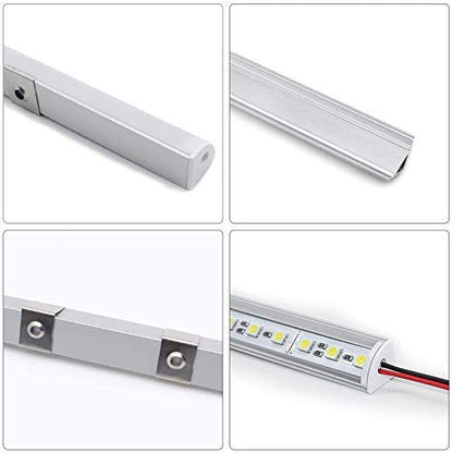 Cabinet Lighting, 4pcs 12" V-Shape Bright LED Light Bars for Under Cabinet, Gun Safe, Locker, Closet, Under Counter, Shelf, Showcase - 1200lm 12W - Pure White (6000K) - color: White