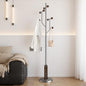 Coat Rack Freestanding Metal Coat Tree with 8 Wood Hooks | Heavy Duty Standing Coat Rack, Stainless Steel Marble Base, Coat Hanger Stand for Bedroom Entryway Hallway, Hat, Bags - color: Stainless Steel and Wood