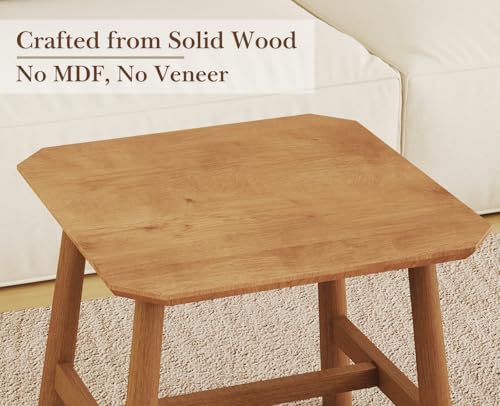 CIMOTA Solid Wood Side Table Modern Small Square End Table for Living Room Farmhouse Narrow Nightstand for Small Spaces/Bedroom/Office, Natural Finish - color: Natrual