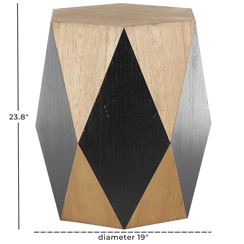 Deco 79 Wood Geometric Side End Accent Table Diamond End Table with Black Accents, Side Table 19" x 19" x 24", Brown - color: Brown, size: 19" x 19" x 24"