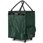 Reusable Grocery Bag Tote Bag with Wheels, Foldable Rolling Tote Bag with 3 Handles and Zipper - color: Green, size: Medium