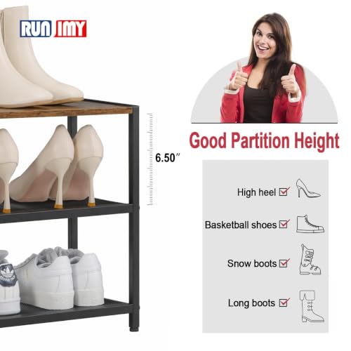 3-Tier Wooden Shoe Rack with Metal Mesh Shelves, Small Shoe Organizer for Front Door Entryway, Closet, Hallway & Bedroom, Narrow Shoe Shelf, Holds 6 Pairs, Ideal for Shoe Storage or Display - size: 17"D x 10.24"W x 15.75"H