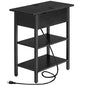 HOOBRO Side Table, Flip End Table with Charging Station and Shelves, USB Ports & Power Outlets, Narrow Nightstand for Small Spaces, Stable and Sturdy, for Living Room, Black BK341BZ01 - color: Black