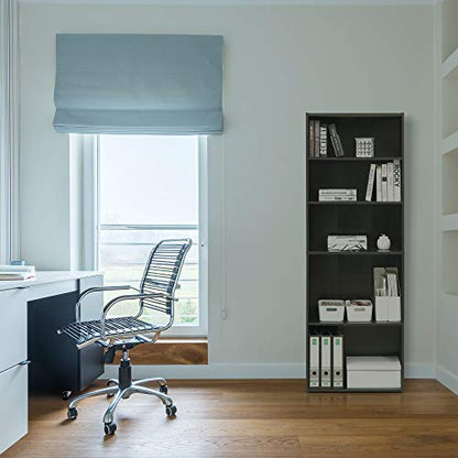 FURINNO Wright 5-Shelf Bookcase, Cinnamon Cherry - color: Cinnamon Cherry, size: 5-Tier, Adjustable