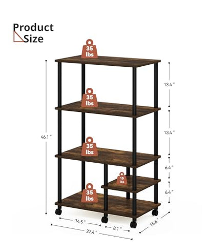 Kitchen Island with Storage, 4-Tier Microwave Cart Table with Wood Top, Small Baker's Rack for Kitchen, Living Room, Balcony, Brown - color: Brown