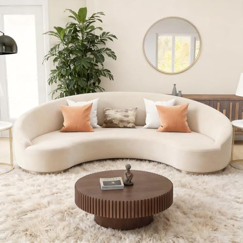 Coffee Table Modern Wood Round Fluted, Ø31.5'' X 13.8''H Small Space Brown Circular Drum Coffee Tables Circle Fluted Center Living Room Drum Tea Accent Apartment Home Furniture Easy Assembly Walnut - color: 31.49 Walnut 2026