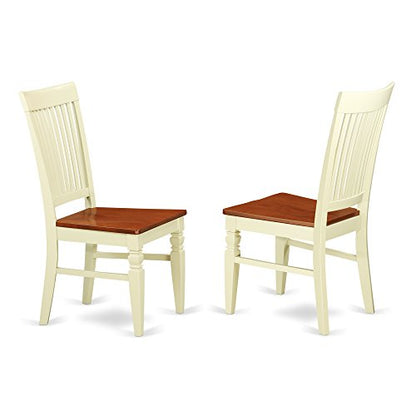 East West Furniture SUWE5-BMK-W 5 Piece Dining Table Set for 4 Includes a Round Kitchen Table with Dropleaf & Shelves and 4 Kitchen Dining Chairs, 42x42 Inch, Buttermilk & Cherry - style: SUWE5-BMK-W