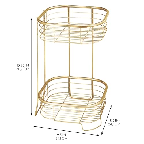 iDesign 2-Tier Square Shower Caddy Organizer, Gold | Bathroom, Freestanding