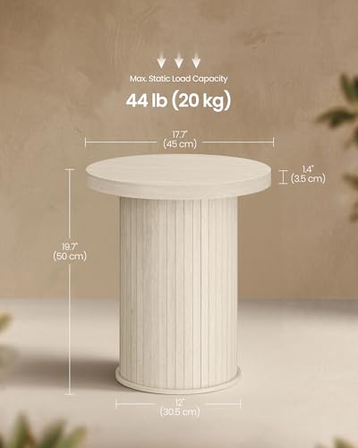 VASAGLE Round Side Table, Tambour End Table, Mid Century Modern Nightstand, Easy Assembly, for Small Spaces, Living Room, Bedroom, Home Office, 17.7 x 19.7 Inches, Travertine Beige ULET295L101 - color: Travertine Beige, size: Round