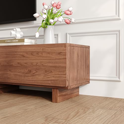 Extendable TV Stand for 65-100 Inch TVs, Modern Low Profile Entertainment Center & Media Console Collection for Living Room (Walnut, 68.5"-98.4") - size: 68.5"-98.4"