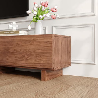 Extendable TV Stand for 65-100 Inch TVs, Modern Low Profile Entertainment Center & Media Console Collection for Living Room (Walnut, 68.5"-98.4") - size: 68.5"-98.4"