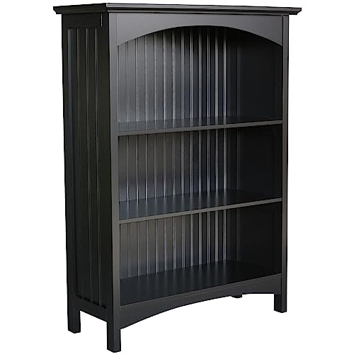eHemco 3 Tier Bookcase with 2 Arched Supports, 40 Inches, Black - color: Black, size: 3 Tier