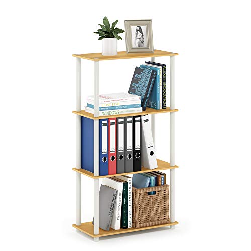 Furinno (99557BE/WH) Turn-N-Tube 4-Tier Multipurpose Shelf Display Rack - Beech/White - color: Beech/White, size: 4-Tier Round Tube