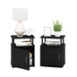 Furinno JAYA End Side Sofa Table/Nightstand with Door, 2-Pack, PVC Tubes, Black Wood - color: Black, size: 2-Pack