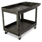 Rubbermaid Commercial Products 2-Shelf Utility/Service Cart, Medium, Black, Lipped Shelves, Ergonomic Handle, 500 lbs. Capacity, for Warehouse/Garage/Cleaning/Manufacturing - color: Black, size: Medium
