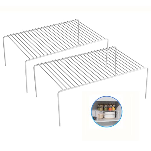 2Pack Cabinet Storage Shelf Rack, 15.7''L x 9.4''W x 5.9''H, White | Spice Rack, Rustproof Metal Wire Kitchen Counter Organizers and Storage, for Cabinet, Plate, Dish, Pantry, Bathroom, Fridge - size: 2Pack-White-15.7 x 9.4 inch