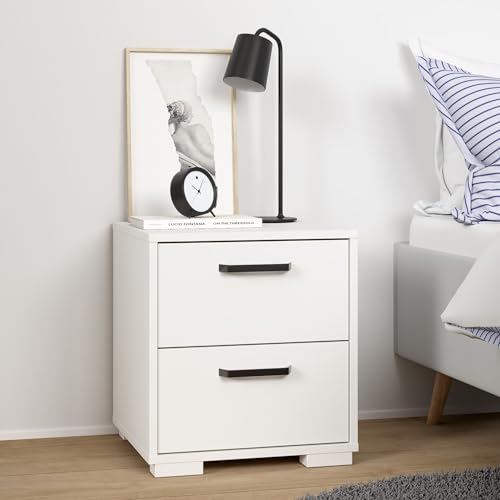 2 Drawer Nightstand, 15.8" W x 15.6" D x 17.4" H | Compact Design