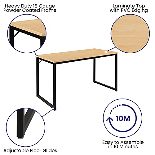 Flash Furniture Industrial Desk, 47", Maple/Black | Commercial Grade, Home Office Desk, Writing Desk, Easy Assembly - color: Black, size: 47 Inch