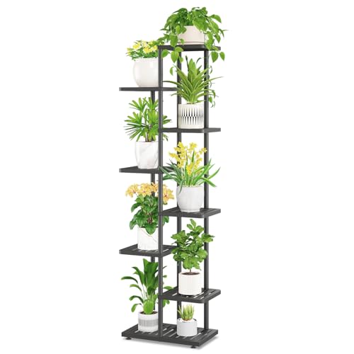iDavosic.ly Plant Stand Indoor Outdoor, 7-Tier Tall Metal Flower Shelf for Heavy-Duty Large Planters, Corner Orchid Display Rack for Living Room Balcony Patio Porch, Space Saving, Modern Black - color: Black, size: 7 Tier