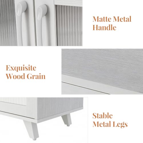 Panana Kitchen Buffet Server Table Accent Sideboard Cupboard Server Buffet Console Table with Doors Cabinet (49inch, White) - color: White, size: 49inch