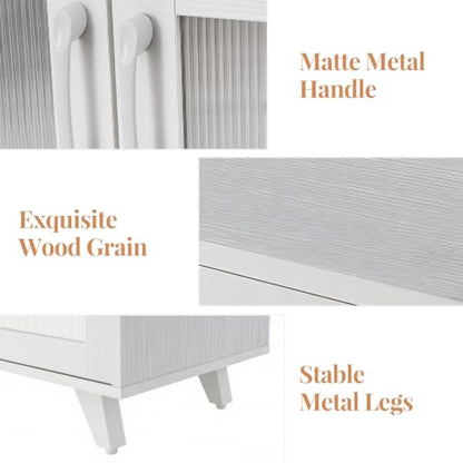 Panana Kitchen Buffet Server Table Accent Sideboard Cupboard Server Buffet Console Table with Doors Cabinet (49inch, White) - color: White, size: 49inch