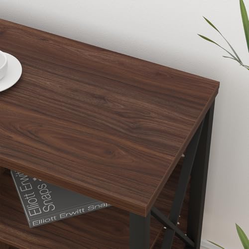 LVB Walnut TV Stand for 65 Inch TV, Industrial Wood and Metal Entertainment Center with Storage Shelf, Modern Television Media Console Table with Cabinet for Living Room Bedroom, Walnut, 55in - color: Walnut