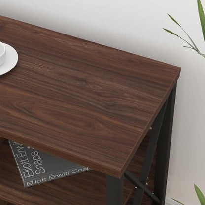LVB Walnut TV Stand for 65 Inch TV, Industrial Wood and Metal Entertainment Center with Storage Shelf, Modern Television Media Console Table with Cabinet for Living Room Bedroom, Walnut, 55in - color: Walnut