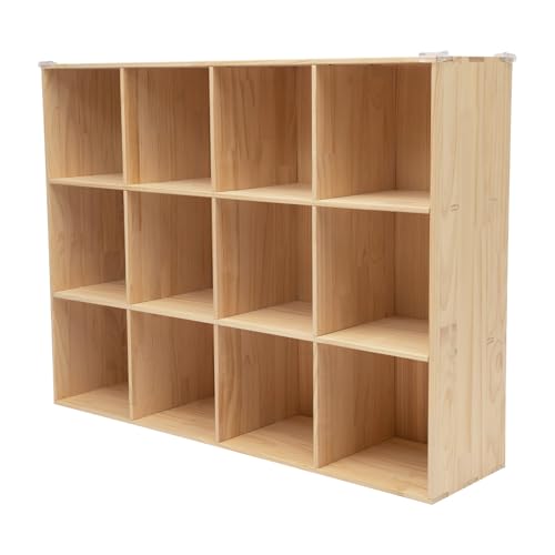 Gdrasuya10 12-Cube Storage Shelf Bookcase - Wooden 3-Tier Floor Standing Open Bookshelf Horizontal Bookcase Accent Cubby Shelf for Home Office, Display Cabinet, 11.8" D x 47.2" W x 35.4" H - size: 12 Cubes/3 Tier