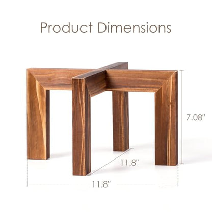 Leaf&lull Wood Plant Stand Indoor Boho Rustic Short Plant Stool Small Planter Holder Base for Multiple Plants Heavy Duty Wooden Floor Pot Riser Walnut 2 Pack - size: 2 Pcs