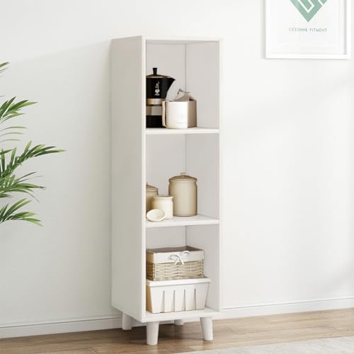 IOTXY Open Cubes Low Bookcase - 3-Tier 3-Cube Short Bookshelf in White | Nordic Minimalist Style, MDF Material, Solid Wood Legs, Deep Storage Cubes, Free Standing Wooden Cabinet Organizer Unit - color: White, size: 3-Tier 3-Cubes