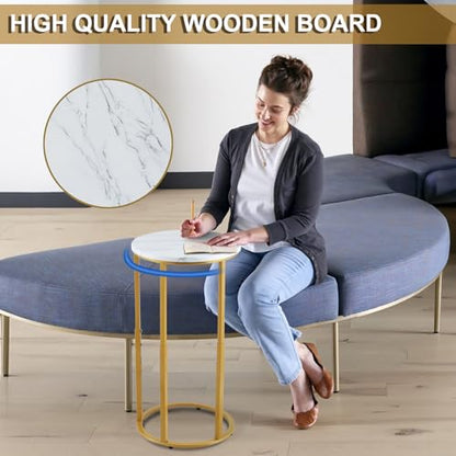 Serteaw C-Shaped End Table, Sturdy Side Table for Couch Sofa Bedside Small Space,C Snack Table TV Tray Record Player Stand Small Tables for Living Room Bedroom,Easy to Assemble,Gold - size: 15.0"