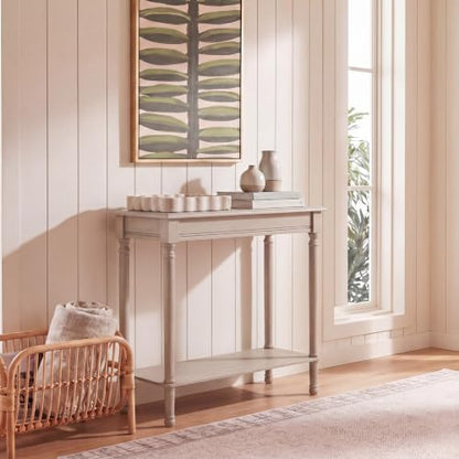 SAFAVIEH Furniture - Tinsley Rectangle Console Table - Greige - Solid Wood - Farmhouse Turned-Leg Design - Ideal for Entryway, Living Room, Hallway, 28"W x 11.75"D x 28"H (CNS5724A) - color: Greige