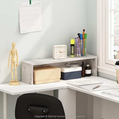 Furinno Classic Desk Organizers and Accessories, 23-Inch Desk Organizer, Desktop Organizer, for Office Supplier, Marble White - color: Marble White, size: 23.6-Inch